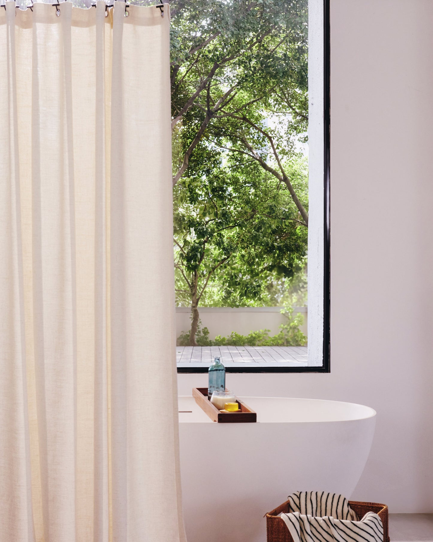 Nature Thread Shower Curtain-Oatmeal Cream