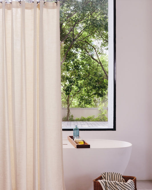 Airlake Nature Thread Shower Curtain-Oatmeal Cream