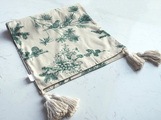 Airlake Natural Thread Table Runner-Pinebird Sketch