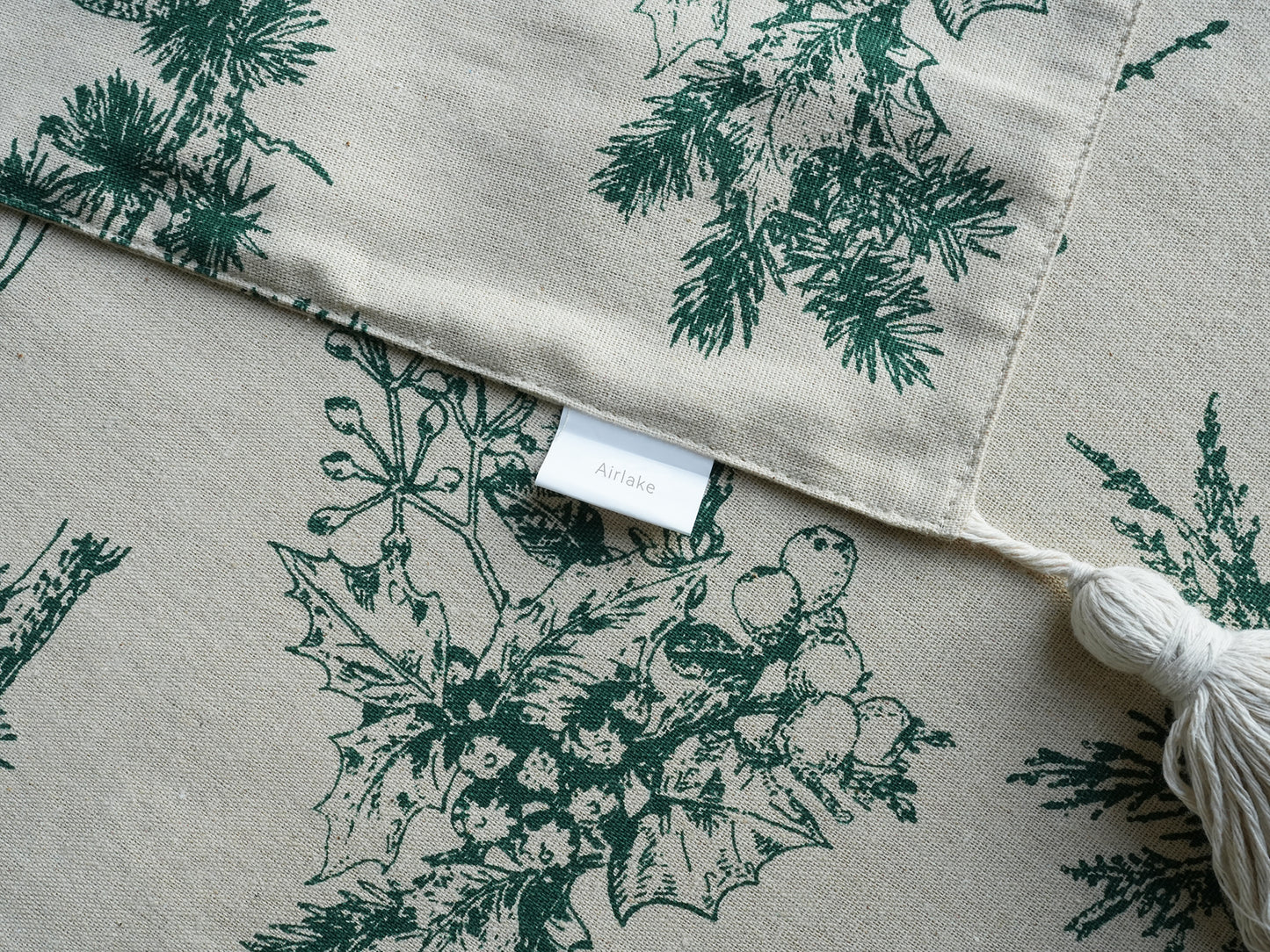 Airlake Natural Thread Table Runner-Pinebird Sketch